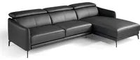 Divano chaise longue rivestito in pelle e gambe in acciaio nero