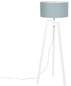 Lampada da terra a treppiede in legno bianco con paralume minerale 50 cm - Puros