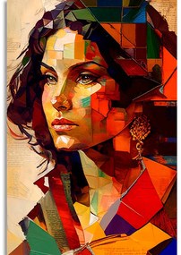 Quadro su tela – Profilo di donna in design patchwork