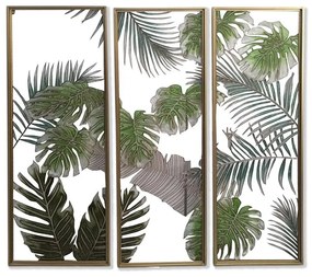 Tela DKD Home Decor 3 Pezzi Tropicale Foglia della pianta (122 x 3 x 122 cm)