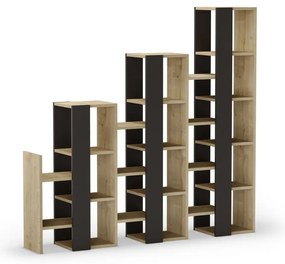 Scaffale in rovere decorato in nero e naturale 158x151 cm Anissa - Marckeric