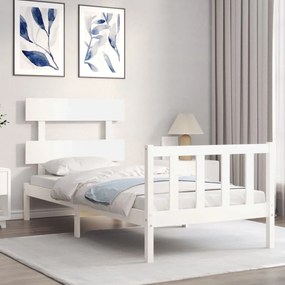 Giroletto con testiera bianco 90x200 cm in legno massello