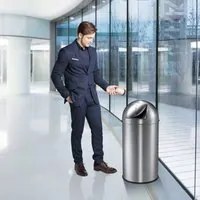 EKO Pattumiera con Coperchio a Pressione 40 L Argento Opaco 440064