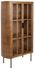 Vetrina di colore naturale in legno di cauciù massiccio 80x140x38 cm Yaz – White Label