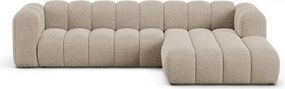 Divano angolare beige (con penisola a destra/con chaise lounge) con rivestimento in ciniglia Lupine – Micadoni