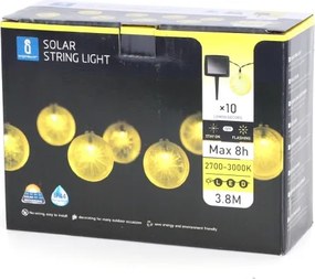 Aigostar - Catena solare LED 10xLED/3,8m IP44 bianco caldo