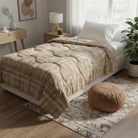 Trapunta singola Scotland beige microfibra