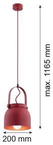Argon 8282 - Lampadario a sospensione con filo LOGAN 1xE27/15W/230V diametro 20 cm rosso