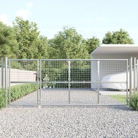 Cancello Da Giardino İn Rete Argento 350x175 Cm Acciaio Zincato /
