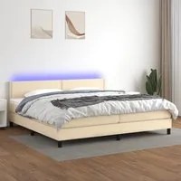 Letto a Molle Materasso e LED bianco 200x200cm in Tessuto 3133106