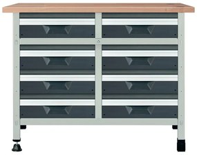 Banco da lavoro fisso WOLFCRAFT con 8 cassetti, L 113 x H 86 x P 65 cm Portata massima 600 kg