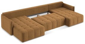 Divano angolare color terracotta allungabile/con contenitore (a U) Moku – Makamii