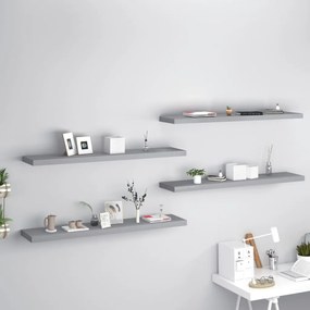 Scaffali A Parete 2 Pz Grigi 120x23,5x3,8 Cm İn Mdf /