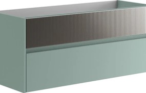 Mobile da bagno sospeso sotto lavabo Niwa 2 cassetti L 119.5 x H 50 x P 45.5 cm verde timo laccato e grigio cannettato