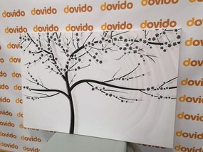 Stampa su tela – Albero moderno in bianco e nero su sfondo astratto