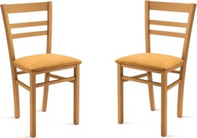 Sedia imbottita in tessuto Giallo e sruttura in legno HOLLY 2 sedie