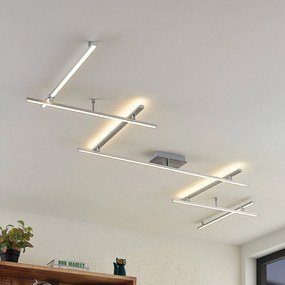 Plafoniera LED Lindby Kerem, 345 cm, colore nichel, metallo