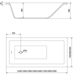 Mexen Cubik vasca rettangolare 150 x 70 cm, bianca - 55031507000
