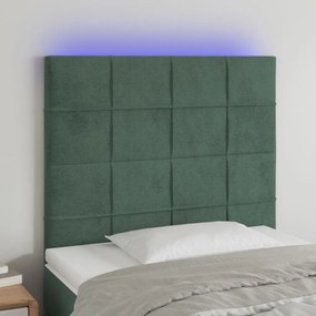 Testiera A Led Verde Scuro 100x5x118/128cm İn Velluto /