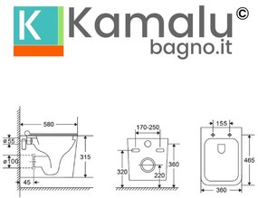 Kamalu - vaso sospeso senza brida e sedile soft-close | litos-s