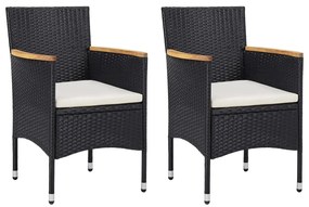 Set mobili da pranzo per giardino 3 pz nero polyrattan e acacia