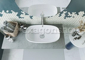 Mobile bagno Grigio Cielo 80x50 Thema con mensola porta Lavabo in ceramica