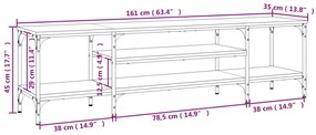 Mobile TV Rovere Marrone 161x35x45 cm Legno Multistrato e Ferro