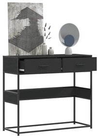 Tavolino Consolle Nero 90x35x80 Cm İn Legno Multistrato /