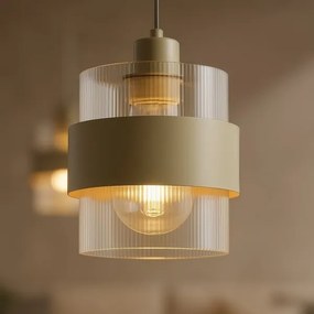 Lampadario a sospensione su cavo VALENTINO 1xE27/15W/230V beige/trasparente