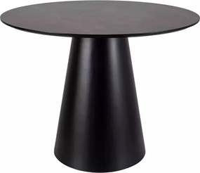 Tavolo Angel rotondo Ø100 cm effetto marmo grigio con struttura nero opaco