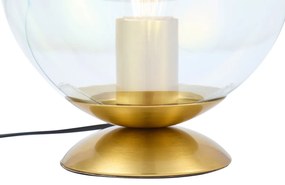 Lampada da tavolo Art Déco ottone con vetro fumé arcobaleno - Pallon