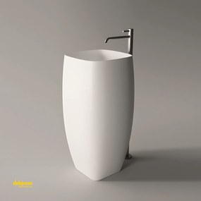 Alice Ceramica "Nur" Lavabo Freestanding Da 47,5x47,5 Cm Con Scarico a Parete Finitura Bianco Opaco