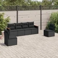 Set Divano da Giardino 6 pz con Cuscini Nero in Polyrattancod mxl 90442