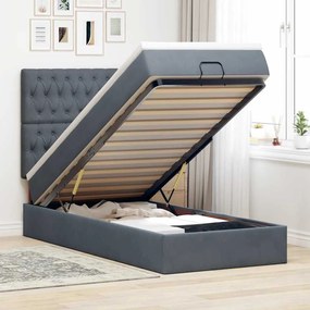 Struttura Letto Pouf Con Materassi 90x190 Cm İn Velluto /