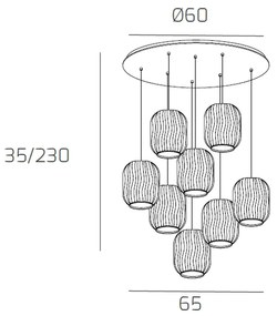 Sospensione Contemporanea Tender Metallo Ottone Satinato Vetro Trasp 8 Luci E27