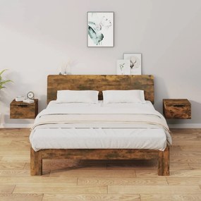 Comodini A Muro 2 Pz Rovere Fumo 34x30x20 Cm /