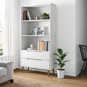 Libreria Molde Bianca 85x35x170,5 Cm İn Legno Massello Di Pino /