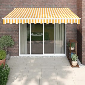 Tenda Sole Automatica Retrattile Gialla e Bianca 3x2,5 m