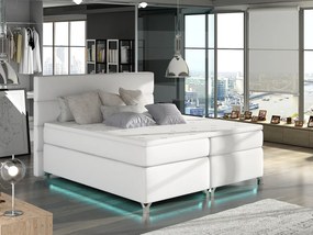 Letto matrimoniale boxspring Vasco de Gama - 160 x 200 cm , Ecopelle bianco