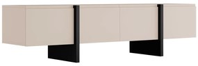 Mobile TV con 4 ante in MDF Beige e Nero - LUVONIA