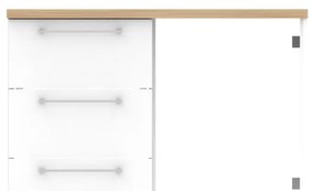 Mobile bagno con lavabo, top incluso L 122.6 x H 87.5 x P 60 cm bianco e rovere naturale in truciolare 3 cassetti Remix