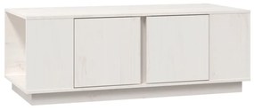 Tavolino da salotto bianco 110x50x40 cm legno massello di pino