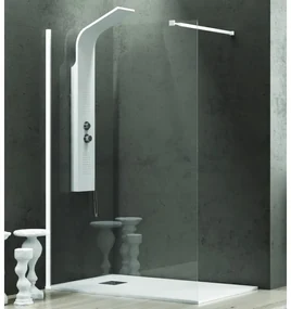 Kamalu - Parete doccia walk in 100 cm con profilo bianco opaco  KW-100W