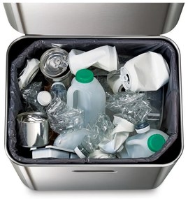 Bidone in acciaio per rifiuti differenziati in argento 60 l Totem Max - Joseph Joseph