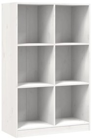 Libreria bianca 70x33x110 cm in legno massello di pino
