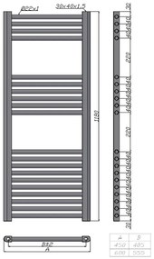 New line k40 radiatore scaldasalviette 60x118 cm  640w 20 tubi interasse 555 mm in ottone bianco