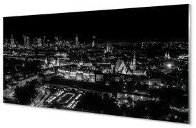 Quadro in vetro Varsavia panorama notturno grattacieli 100x50 cm