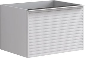 Cassettiera Pixel con 2 cassetti  frontale stripes laccato opaco bianco e maniglia alluminio brillante L60 x H40 x P45,5 cm
