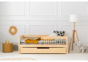Letto da bambini estraibile di colore naturale con contenitore con rete inclusa 90x180 cm CPW – Adeko