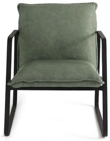 Poltrona in ecopelle imbottita con struttura in metallo CESCA VERDE